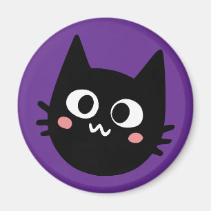 Imán Gato Negro Divertido Púrpura