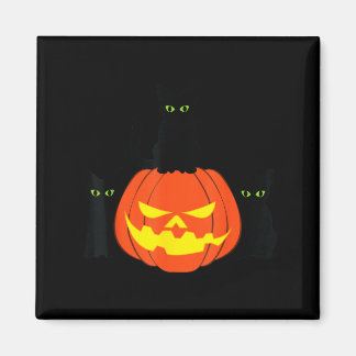 Imán Gato Negro Espeluznante Calabaza de Halloween Gato