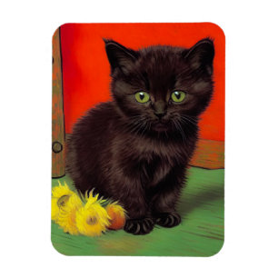 Imán Gato negro estilo Van Gogh