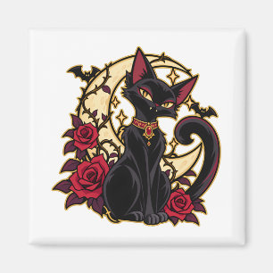 Imán Gato negro familiar Luna Sangrienta Cuarto Crecien