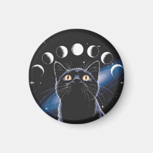 Imán Gato negro gótico, regalo gótico, gato negro de la