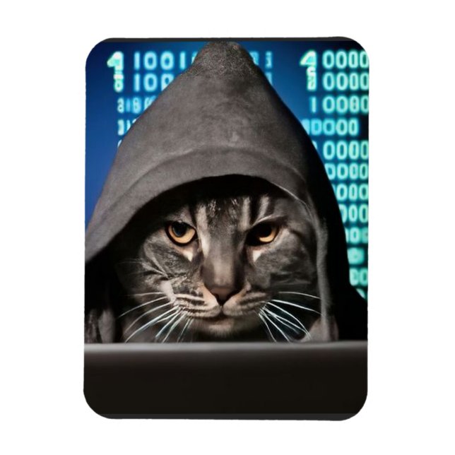 Imán Gato negro hacker (Vertical)