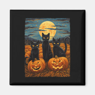 Imán Gato negro Halloween Gato ama a gato estrellado va
