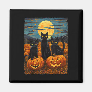 Imán Gato negro Halloween Gato ama a gato estrellado va
