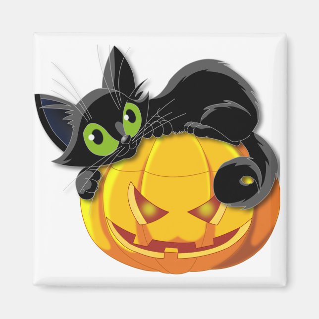 Imán Gato negro Halloween Kitten Clip art (Frente)