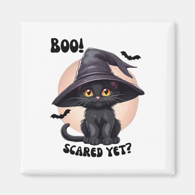 Imán Gato negro Halloween lindo sabor negro gatito negr (Frente)