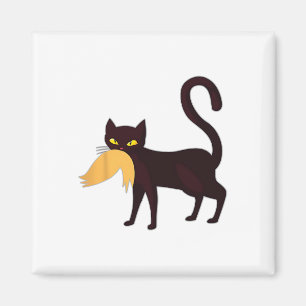 Imán Gato negro Kamala Harris con sarcástico de pelo de