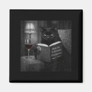 Imán Gato Negro Leyendo Libro Divertido Foto de Gato Re