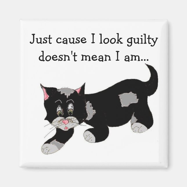 Imán Gato negro lindo con parche con dicho (Frente)