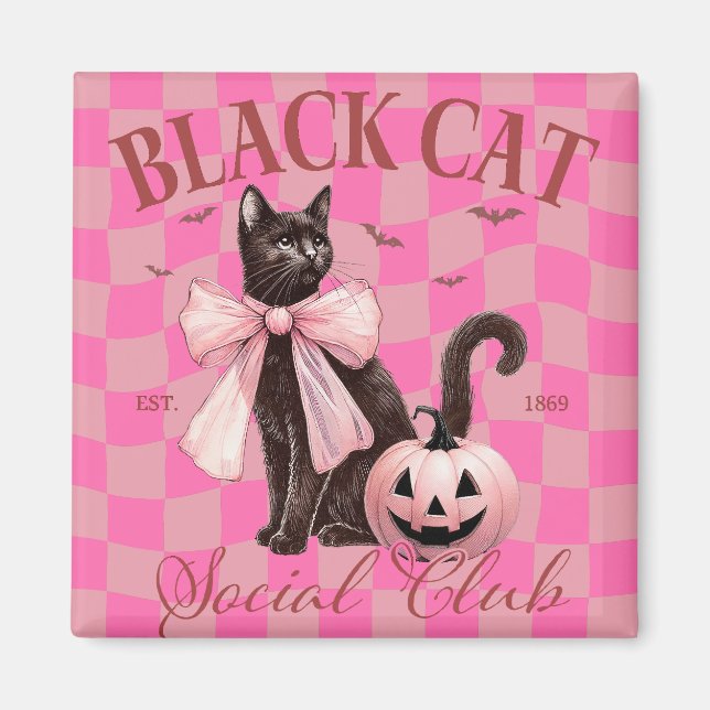 Imán Gato negro lindo de Halloween (Frente)