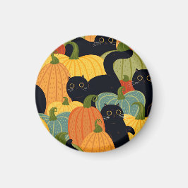 Imán Gato negro lindo y calabaza Patrón Halloween conti