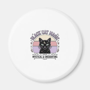 Imán Gato Negro Magia Gato Negro Arte Vector Vintage S