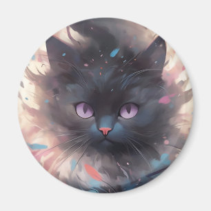 Imán Gato negro místico acuarela Gato lindo