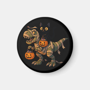 Imán Gato Negro Montando T-Rex Momia – Dino Cute de Hal