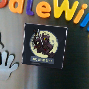 Imán Gato Negro Ninja Saltando Arte Animal Alternativo