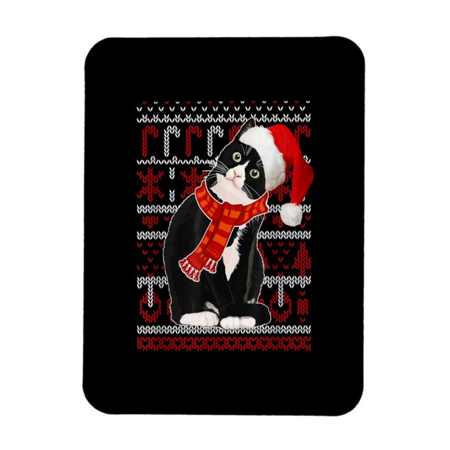 Imán Gato negro Sombrero Navidades feos suéter amor gat (Vertical)