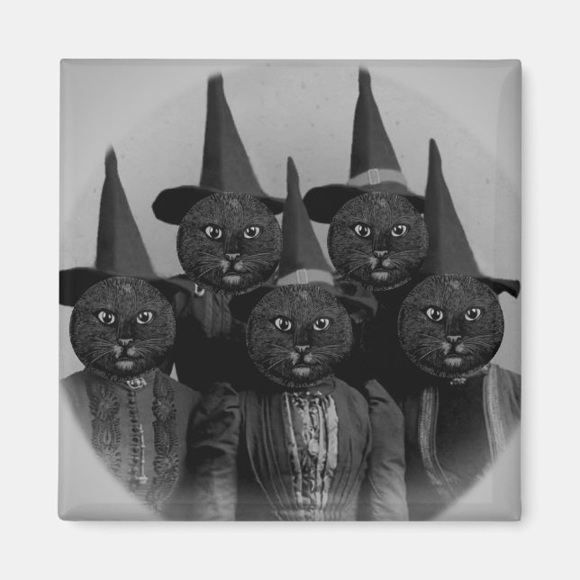 Imán Gato negro vintage/brujas (Frente)