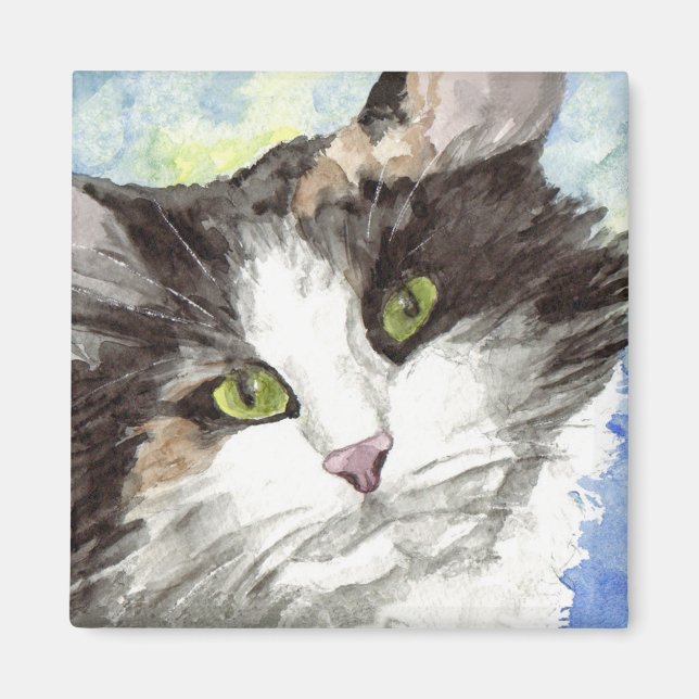 Imán Gato negro y blanco (Frente)