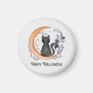 Imán Gato negro y luna creciente por feliz Halloween