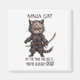 Imán Gato Ninja, japonés samurai kawaii Cat Tattoo Funn