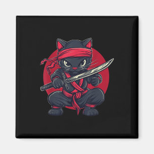 Imán Gato Ninja Samurai Japón Bandera japonesa Kawaii F