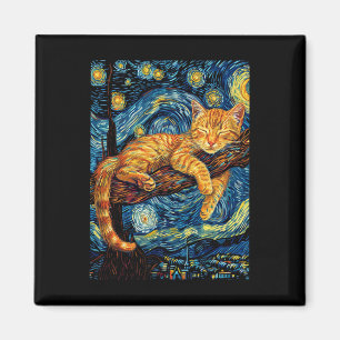 Imán Gato Noche Estrellada Van Gogh Gato Para Gato Aman