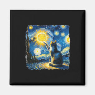 Imán Gato Noche Estrellada Van Gogh Gato Para Gato Aman