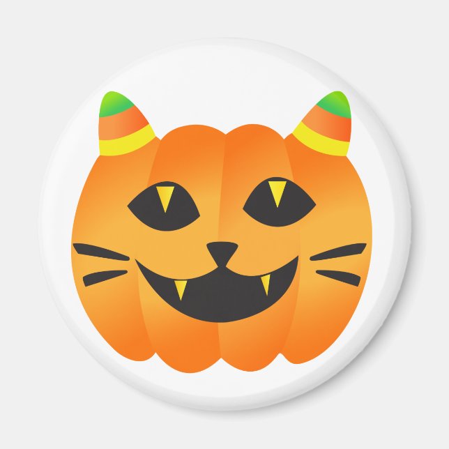 Imán Gato-o'-Lantern de Halloween (Frente)