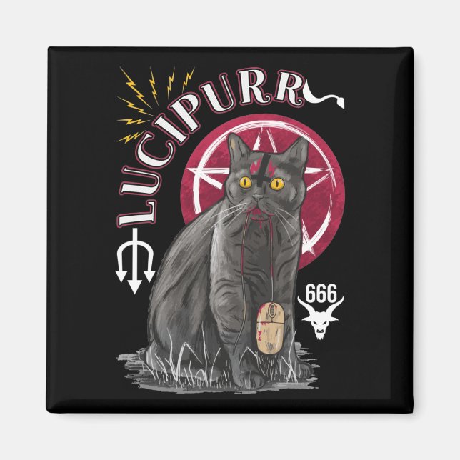 Imán Gato oculto Kitten Gótico Animal Satan (Frente)