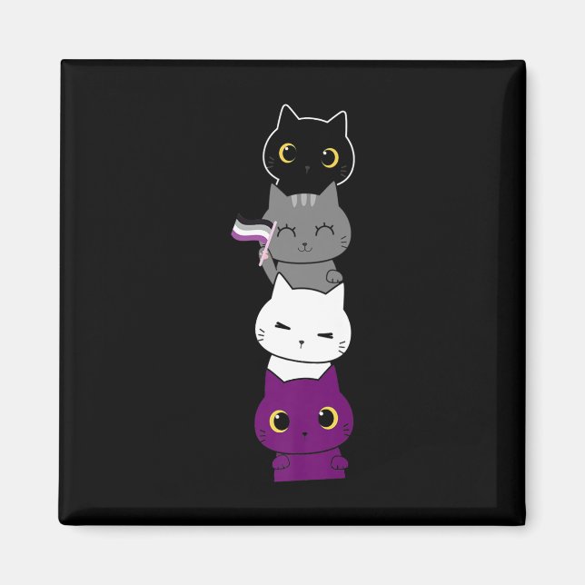 Imán Gato Orgullo asexual Bandera de arroz animal amant (Frente)