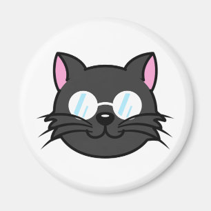 Imán Gato oscuro Gato negro Gato Gris vestido con lente