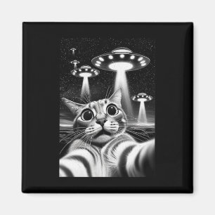 Imán Gato Ovni Divertida Invasión Meme Retro Alien Gato