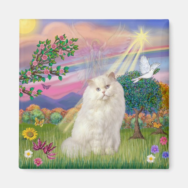 Imán Gato persa blanco - Ángel de la nube (Frente)