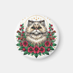 Imán Gato persa lindo, Kitty persa floral