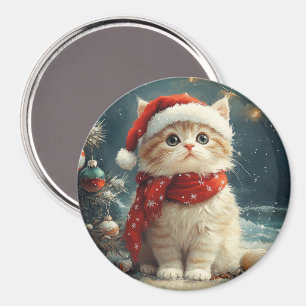 Imán Gato Persa Navidad Playa Vintage