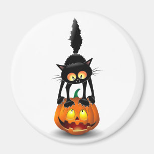 Imán Gato Personalizado asustado de Halloween en calaba