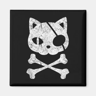 Imán Gato pirata vintage Kitten Halloween Skull Cross B