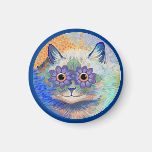 Imán Gato psicodélico, por Louis Wain,Button Keychain 