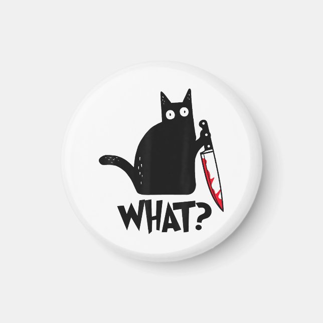 Imán Gato Qué_ Gracioso Gato Negro  (Frente)