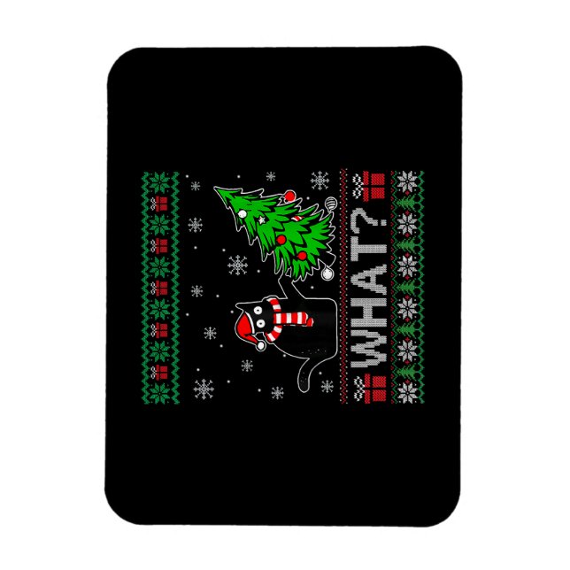 Imán Gato qué gracioso gato negro que presiona el árbol (Vertical)