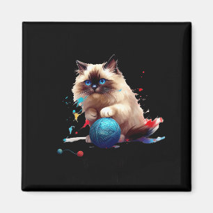 Imán Gato Ragdoll de pijama perfecto para amantes de lo