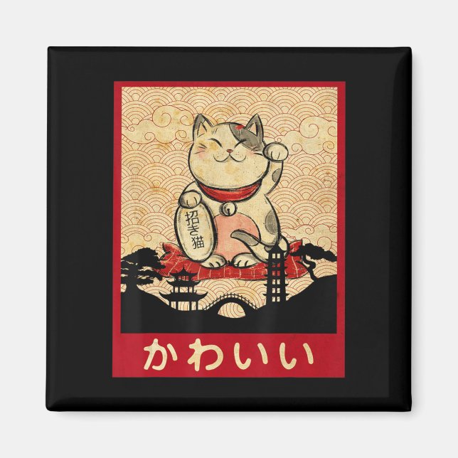 Imán Gato Ramen Bowl Anime Noodles japoneses Kawaii Nek (Frente)