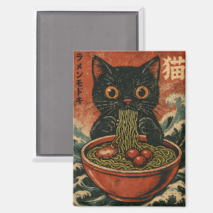 Imán Gato Ramen japonés gracioso gráfico Kawaii Cat Ani