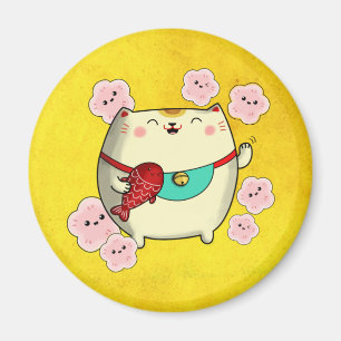 Imán Gato redondo lindo de Maneki Neko