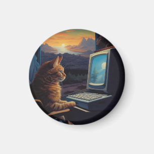 Imán Gato Retro Gamer   Juego de arte de píxeles de 8 b