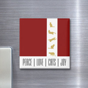 Imán Gato Rojo Blanco Dorado Navidad Moderna