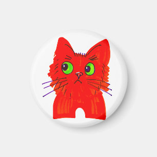 Imán Gato rojo brillante — Maravilla de ojos amplios co