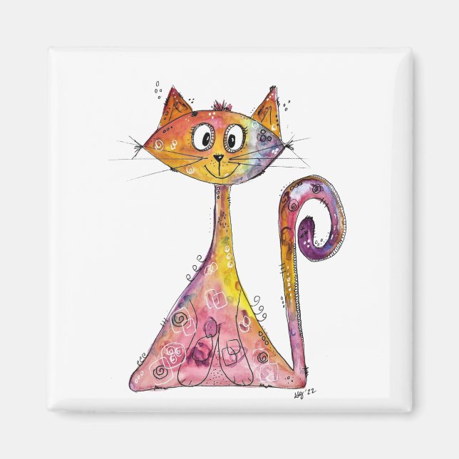 Imán Gato rosa caprichoso (Frente)