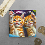 Imán Gato | Saludos Bowl Filler Funny Kitten Fridge<br><div class="desc">Los imanes del refrigerador de los gatitos son graciosamente lindos. El texto dice: "saludos,  relleno de tazón" con dos gatitos tabby naranjas saludando. Un regalo lindo para las mamás gatitas,  los papás de gato o los amantes de los gatos.</div>