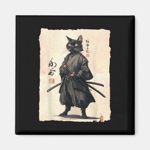 Imán Gato Samurai Gato Japonés Anime Gato Amante Gracio